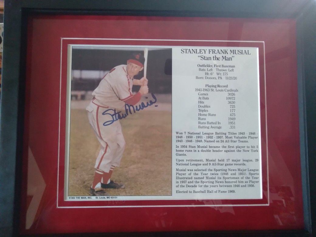14 ×11 Stan Musial Autograph Photo