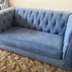 Blue Velvet Sofa 