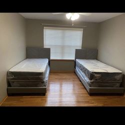 Brand New Twin Bed Frame With Mattress And Box Spring For Only $299 🚨Ready For Delivery 🚛