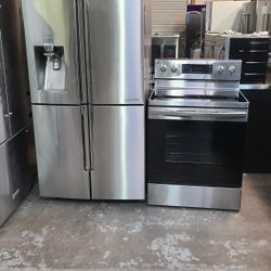  Refrigerator Samsung Flex,  Stove Electric And Microwave In Stainless Steel Combo Delevery 