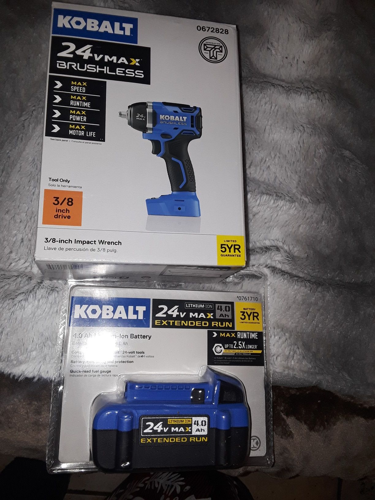 Kobalt 24V battery and 3/8 impact wrench