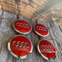 Set For Audi 4x69mm Red Wheel Center Caps 4B0601170A