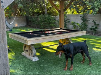 🎱 Beautiful Rustic Pool Table with Dining Top