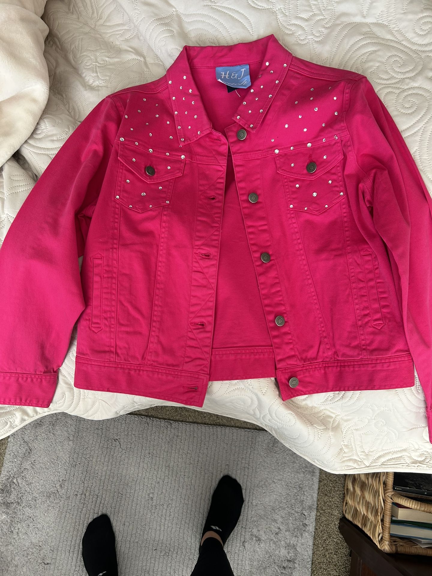 Oversized Pink Sparkly Jean Jacket