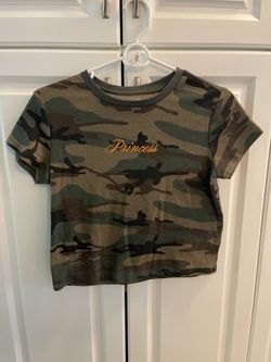 Women’s ’Princess’ Zoe + Liv Green Camouflage Crop Top - Medium - Like New