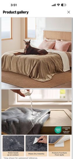 Bedsure Waterproof Blanket for Bed - Sherpa Fleece Waterproof Dog Blankets for Large Dogs, Pet Blankets for Bed/Couch/Dog Crate, Soft Plush Reversible