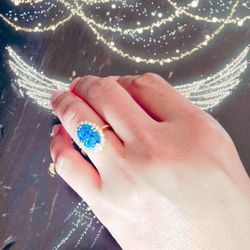 Blue Opal Lady Diana Style in YG Silver with ZC