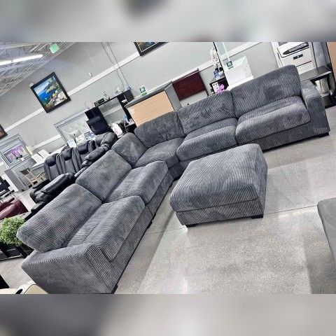 127 x 127 inches 6PC Gray corduroy modular sofa set