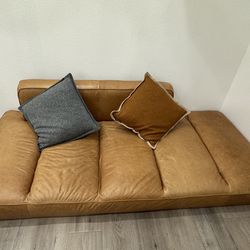 CB2 Lawndale saddle leather sofa daybed