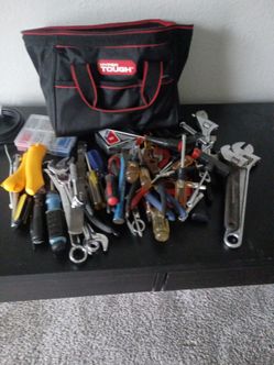 Assorted tools and tool bag