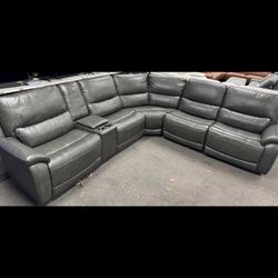 Wylder Leather 6-Piece Power Sectional