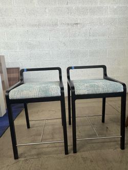 Beautiful Custom Made Low Back Bar Stools w/ Black Wood Frame Finish