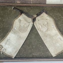 Vtg Framed Batwing Chaps Early 1900s