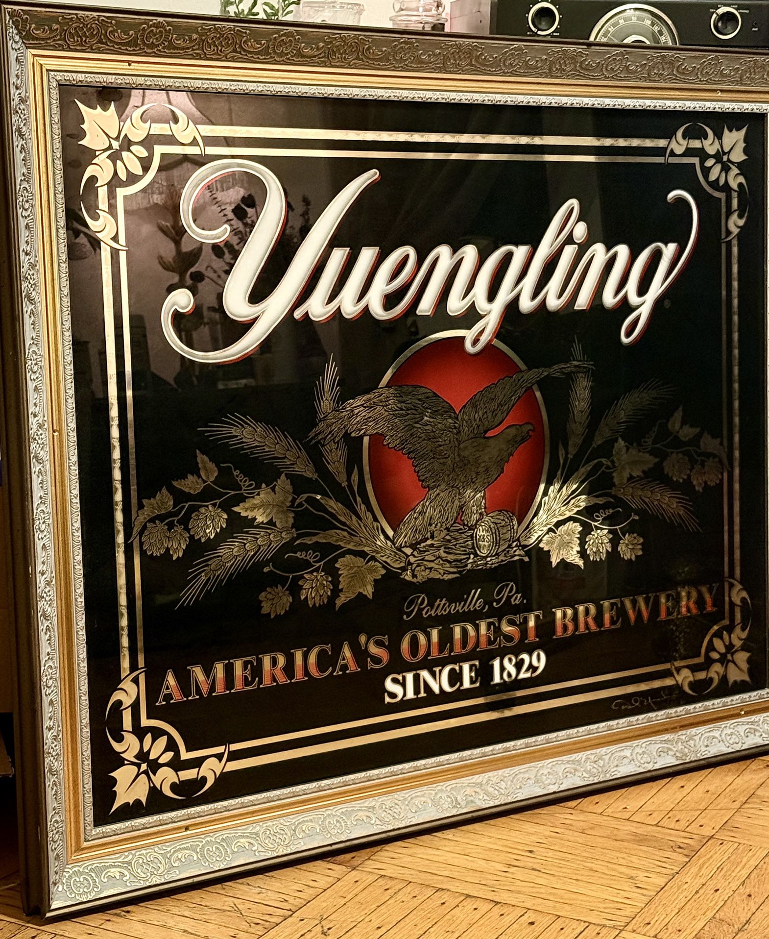 45 1/4” Gold Vintage g brewery mirror sign