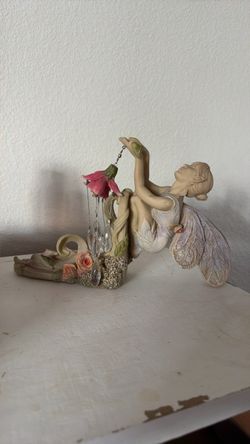 Fairy Figurine with Crystal Drops and Roses
