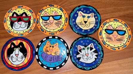 Candace Reiter Designs CATZILLA Big On Cats Set of 7 Ceramic Coasters