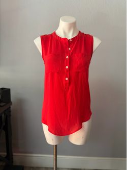 Red Sleeveless Button Top