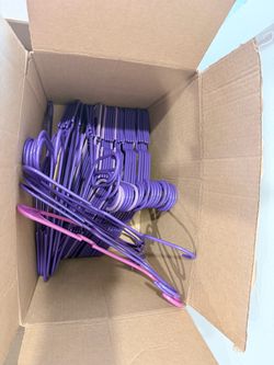 Bulk Lot of Purple Plastic Clothes Hangers