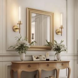 New 15" Gold Wall Sconces Set of 2, Light Fixtures with Clear Glass Tube, Modern Hardwired