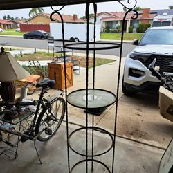4 Tier Shelf Wrought Iron Metal With Glass Shelves