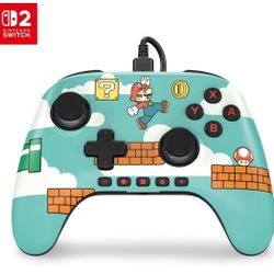 PowerA Advantage Wired Controller for Nintendo Switch 2 - Mario Time, Officially Licensed, Hall Effects, Mappable Buttons, Pro Controller, C Button