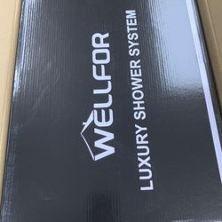 WELLFOR ZC Matte Black 10-in Waterfall Dual Head Built-In Shower Faucet System