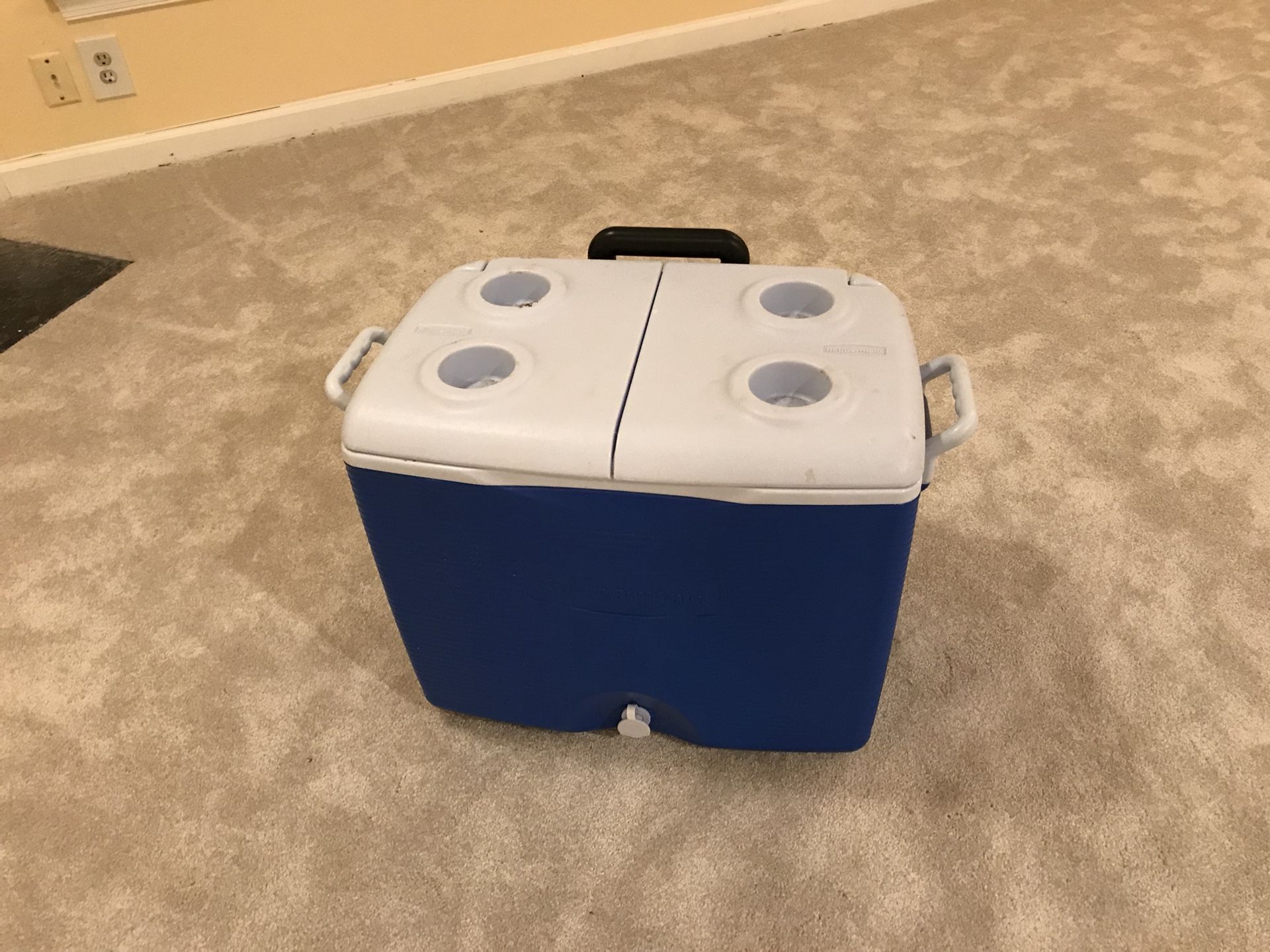 Cooler with handle and wheels