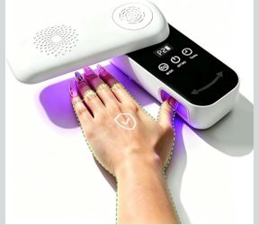 UV Nail Lamp for Desk, Rechargeable Nail Care Device for Toenail & Fingernails, Cordless UV Light with 4 Colors & 4 Timers, Rotatable Panel UV Protect