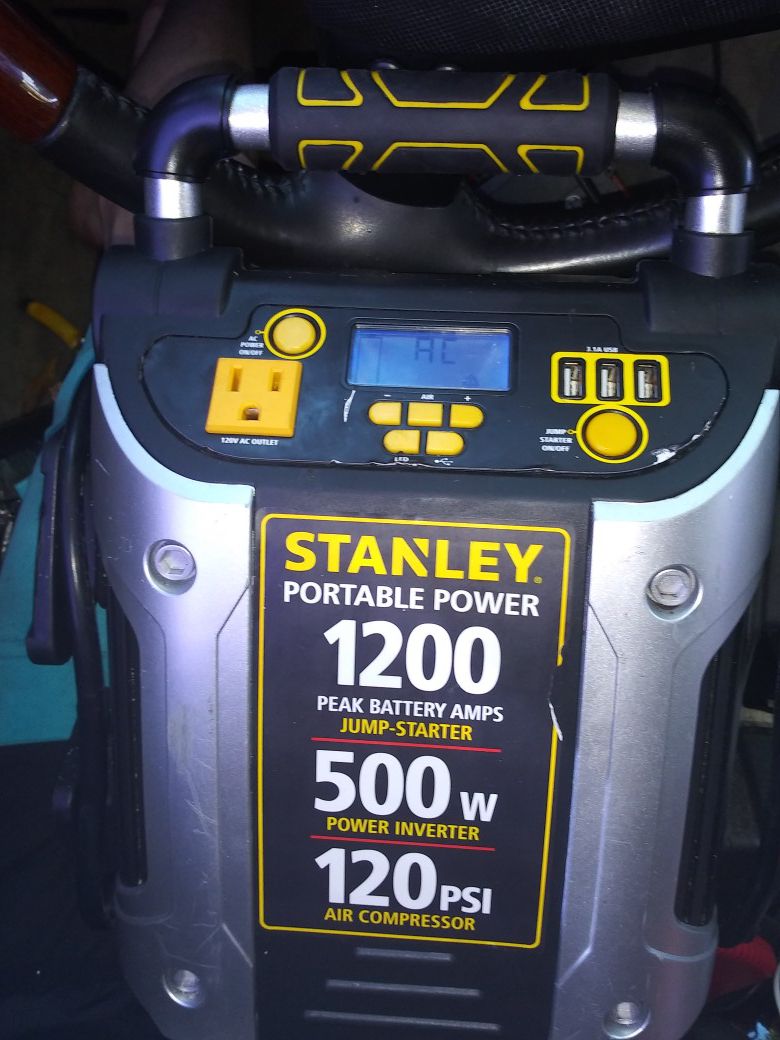 Stanley jump starter air compressor and 120v inverter