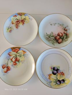 Set of Antique hand-painted porcelain cabinet plates crafted in Bavaria