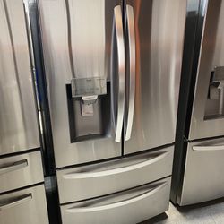 Stainless Steel Smart Counter Depth Double Freezer Refrigerator 