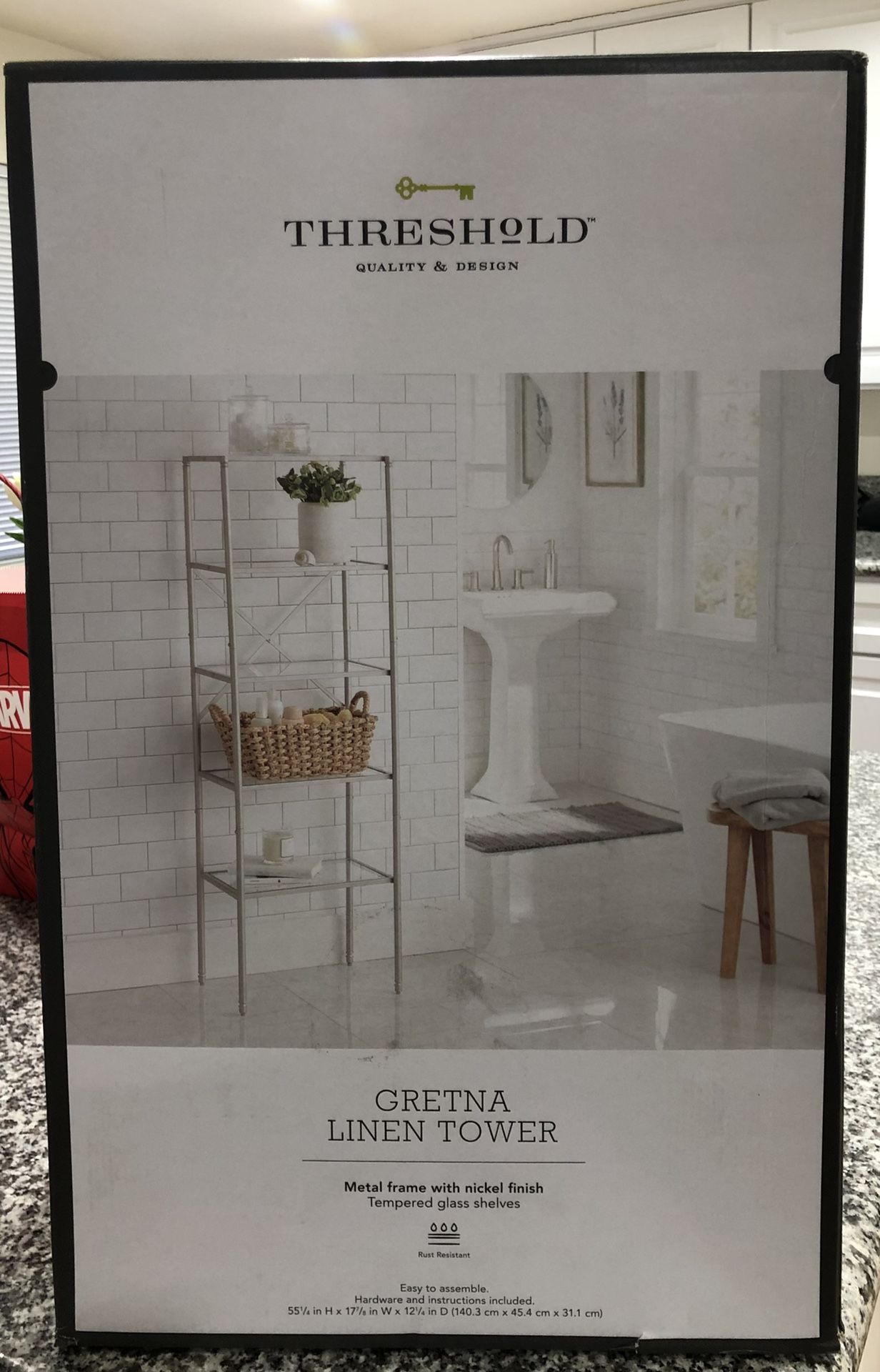 Threshold Gretna Linen Tower Metal Frame with Nickel Finish for