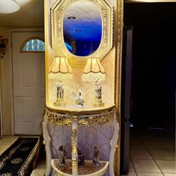 Gold Entry Table With Mirror 