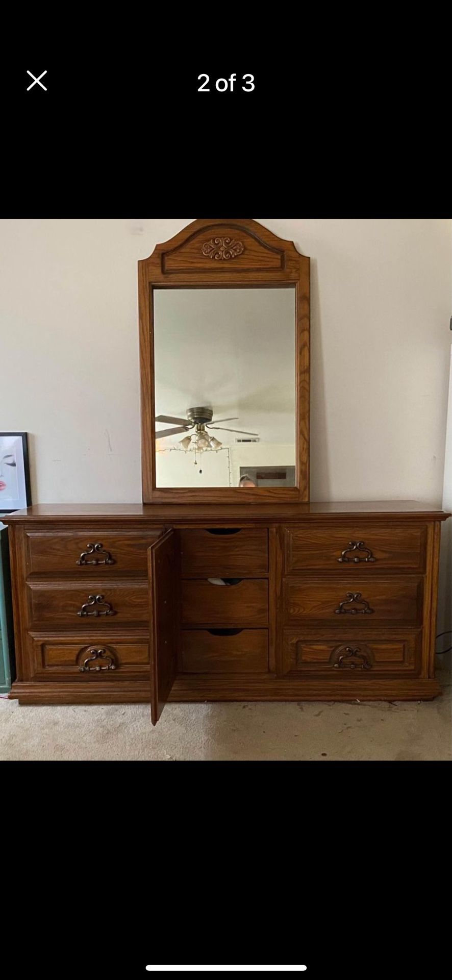 9 Drawer Solid Wood Dresser & Mirror 