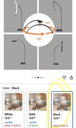 Lash Light for Eyelash Tech, Dimmable Half Moon Lash Lamp for Eyelash Extensions, Rotating, Adjustable LED Esthetician Light with Phone Holder (Black