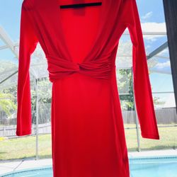 Nasty Gal Red Deep Cut Dress