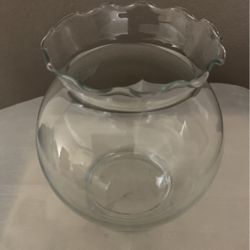 Clear Glass Vase Bubble Ball Ruffle Rim