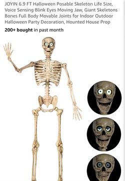 6.9 FT Halloween Posable Skeleton Life Size