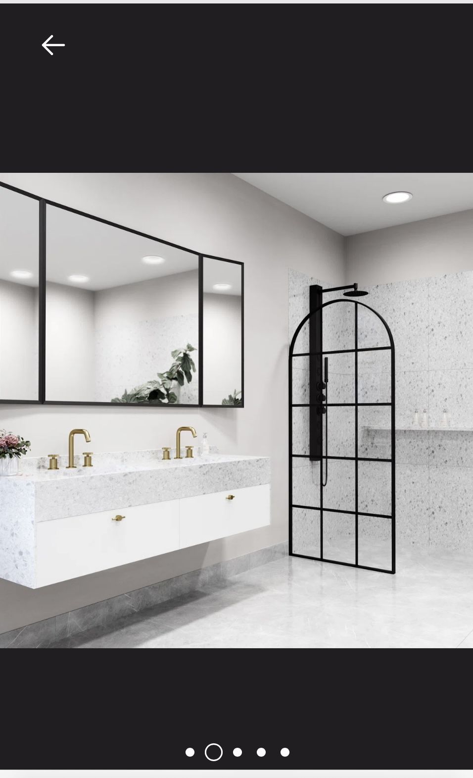 Arden 34" W x 78" H Fixed Framed Shower Screen with 3/8" Grid Clear Glass