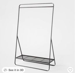 Black Metal Clothing Rack with Bottom Shelf