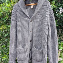 L.L.Bean Men's Classic Ragg Wool Shawl Collar Cardigan Sweater - Large, Gray
