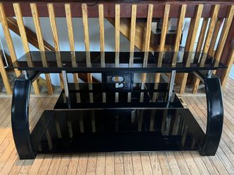 Glass and Metal Three Level Media Stand