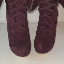 Just Fab Burgundy Women's Katharina Faux Suede Stiletto Platform Boots Size 8