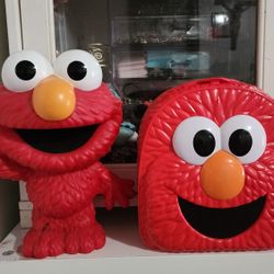 Sesame Street Elmo Coin Piggy Bank And Bag 