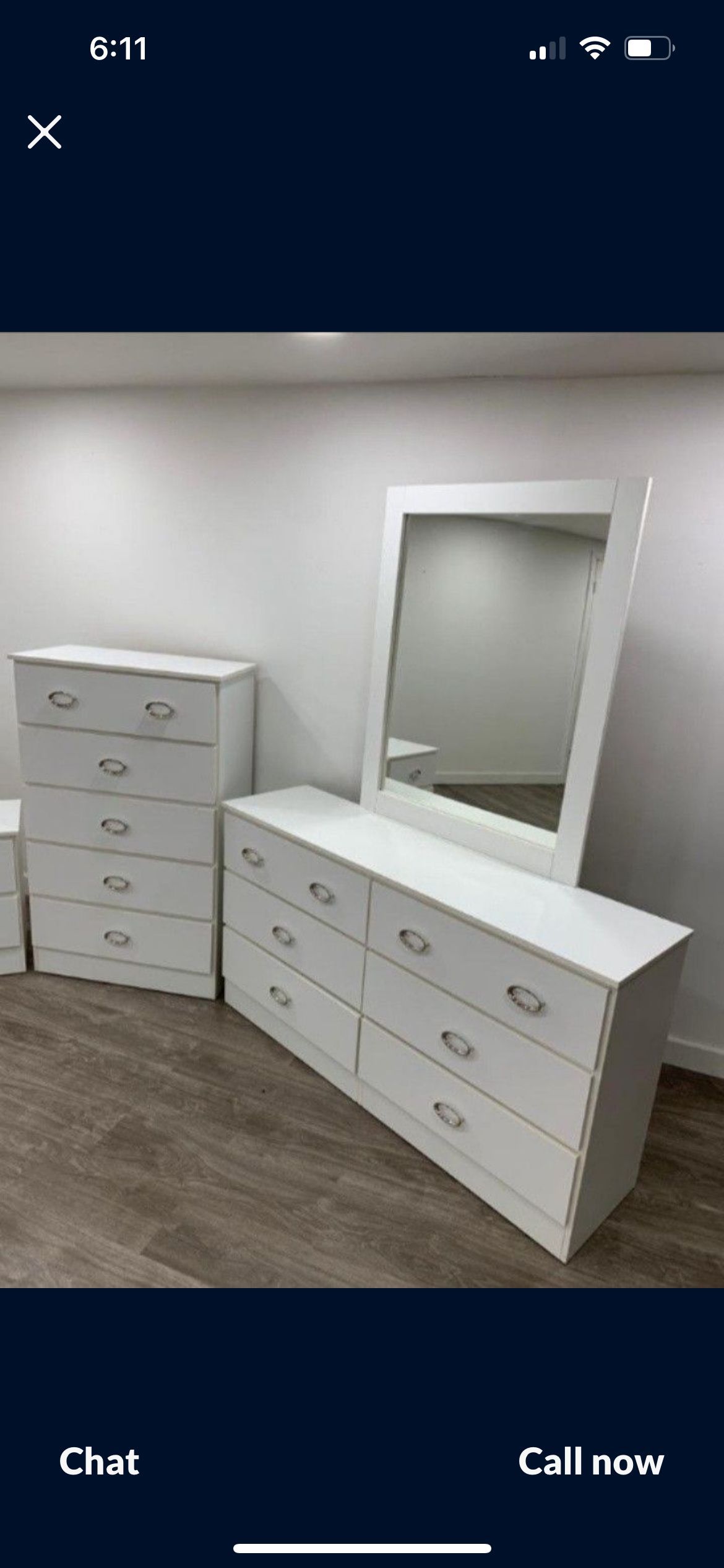 Dresser with mirror and chest β White, Black, and Gray
