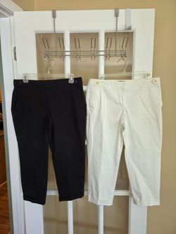 (2) Talbots Petites (10P) Signature Black & White Cropped Pants