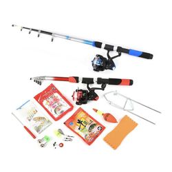 Full Kit w/ 2 Rod & Reels Fishing Rod Reel Combo Full Kit 