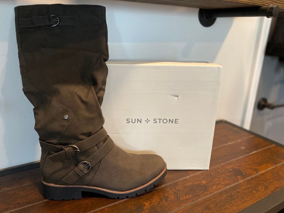 Sun + Stone Brinley Strapped Lug-Sole Boots - Size 10