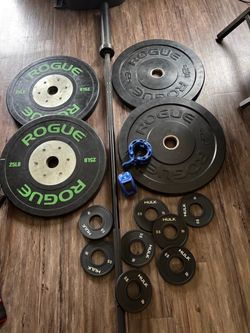 ROGUE WEIGHTS 2x25 AND 2x10 LBS WITH HULK FRACTIONAL PLATES AND 2.0 X TRAINING 15 kg BAR COLLARS INCLUDED