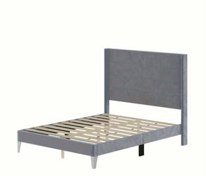 Queen Size Upholstered Bed Frame – Brand New Gray